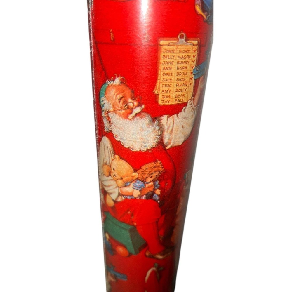 Vtg Wrapping Paper American Greeting Santa Christmas Roll USA 3'x1' New 75SqFt